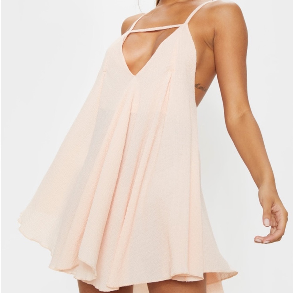 PrettyLittleThing Peach Square Beach Dress